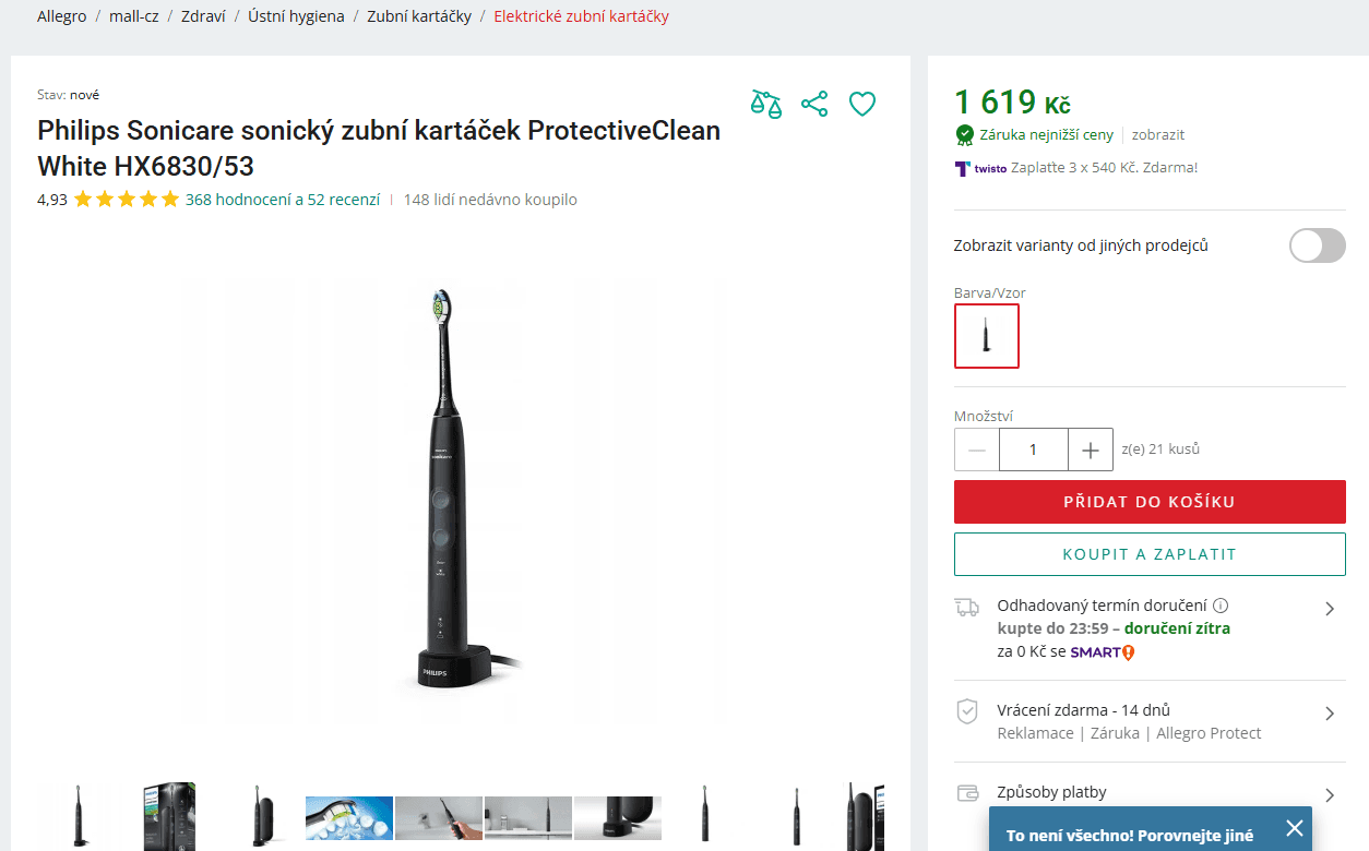 El. kartáček Philips Sonicare HX6830